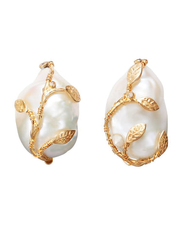 Hedera Pearl Clip Earrings